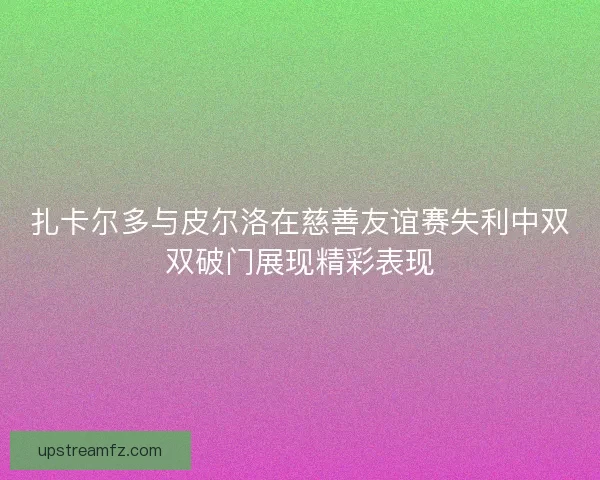 扎卡尔多与皮尔洛在慈善友谊赛失利中双双破门展现精彩表现
