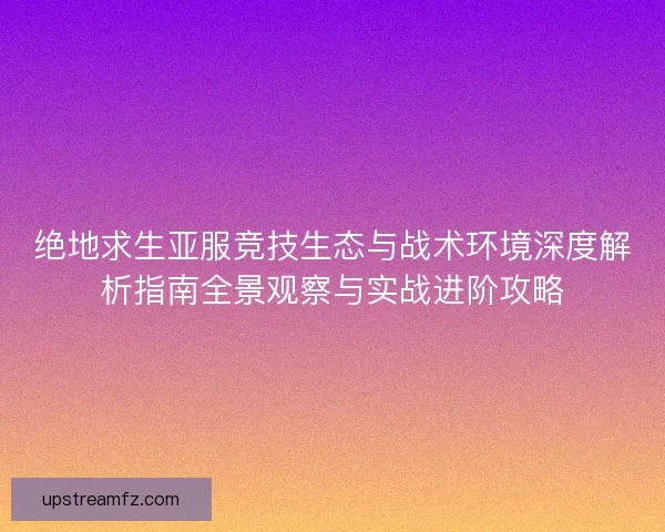 绝地求生亚服竞技生态与战术环境深度解析指南全景观察与实战进阶攻略